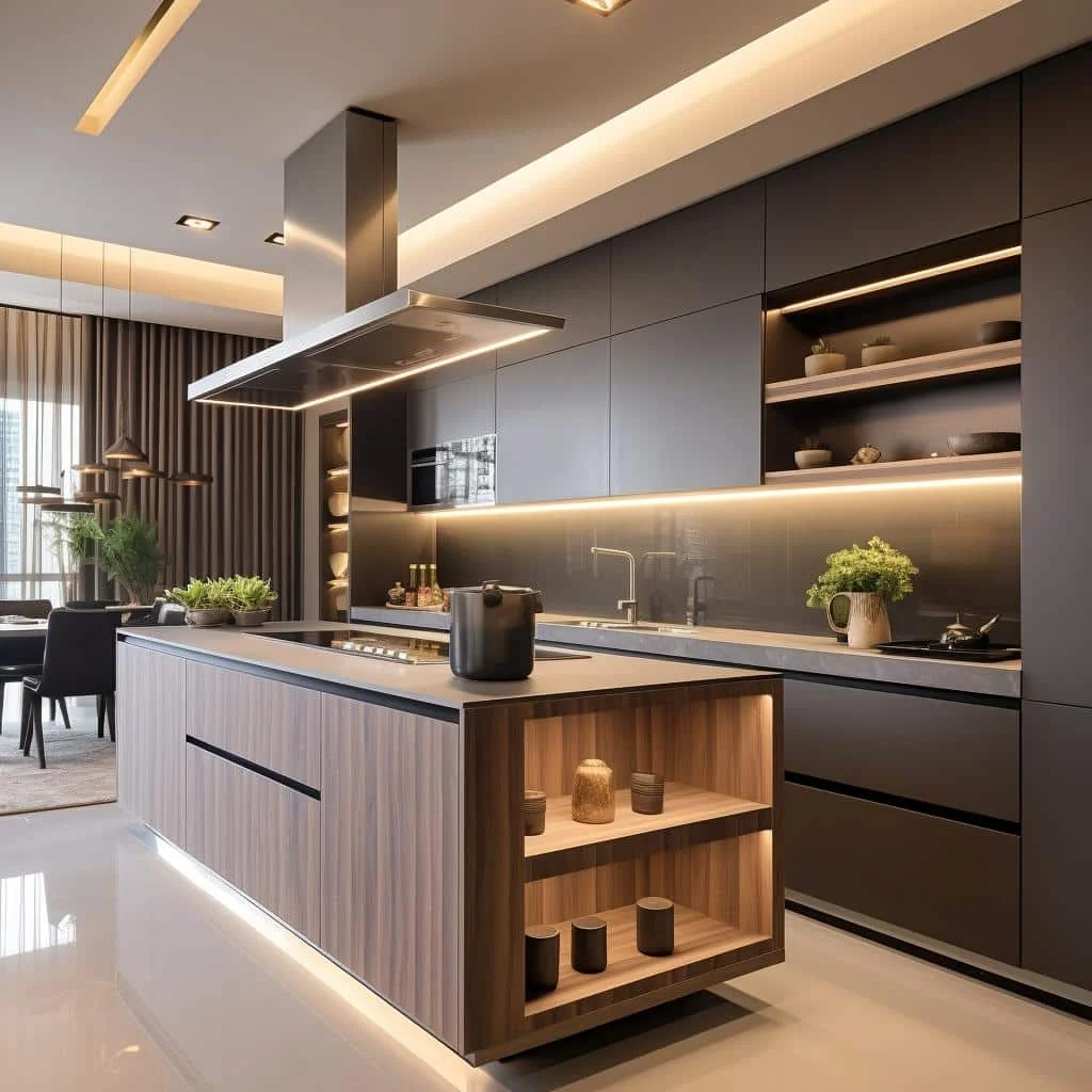 Cozinha planejada moderna desenvolvida pela Movelar Planejados em Fortaleza